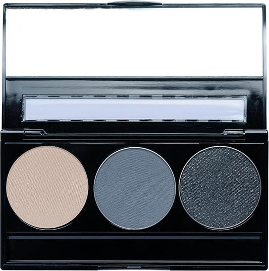Off White, Matte Medium Grey Blue, and Glitter Black Deep Navy Blue Vegan Eyeshadow Trio Palette; Talc, Paraben & Cruelty Free-Velvo Beauty