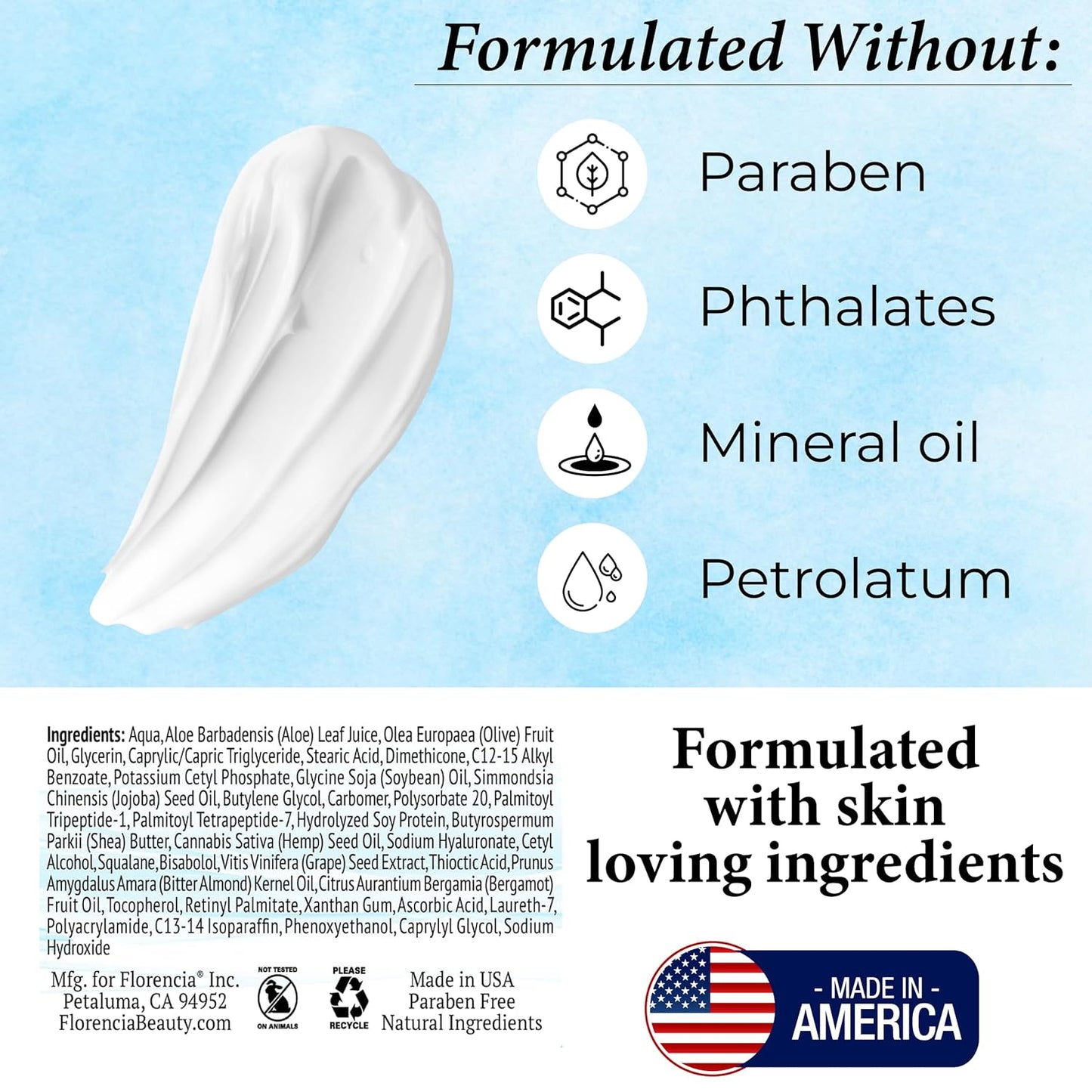 Florencia Marine Moisturizer - Youthful Radiance Face & Neck Cream - Hydrating, Nourishing, Wrinkle, Rejuvenating Cream with Marine Algae Extracts and Hyaluronic Acid for Men & Women, 2 oz-Velvo Beauty