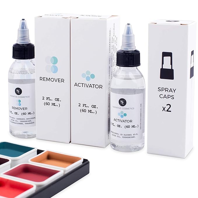 Complexion Alcohol-Activated Palette, Activator, and Remover Kit, Professional SFX Makeup Set-Velvo Beauty