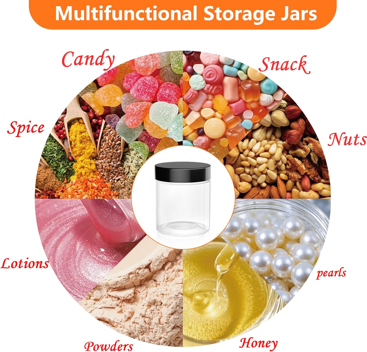 84PCS 4oz/125ml Plastic Jars with Screw On Black Lids Seal Stickers Bottle Lid,Clear Container for Storing Dry Food,Spice,Lotion, Cosmetic, Slime, Honey Jam, Cream, Butter-Velvo Beauty