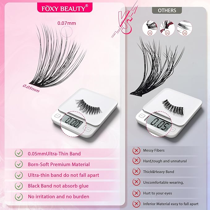 Waltz Lash Clusters Kit - Lash Clusters Lash Extension Kit with Bond and Seal Eyelash Cluster 20D30D40D50D-0.07D Cluster Eyelash Extensions Eyelash Extension Kit DIY at Home-Velvo Beauty
