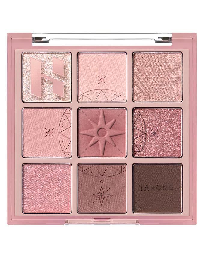 HOLIKA HOLIKA My Fave Mood 10 Pick the Rose - 9 Colors Eye Palette - Warm Tone Rose, Brown & Marsala - Matte Shimmer Eyeshadow Kit - Multipurpose for Blusher - Flawless Finish, Soft-Velvo Beauty