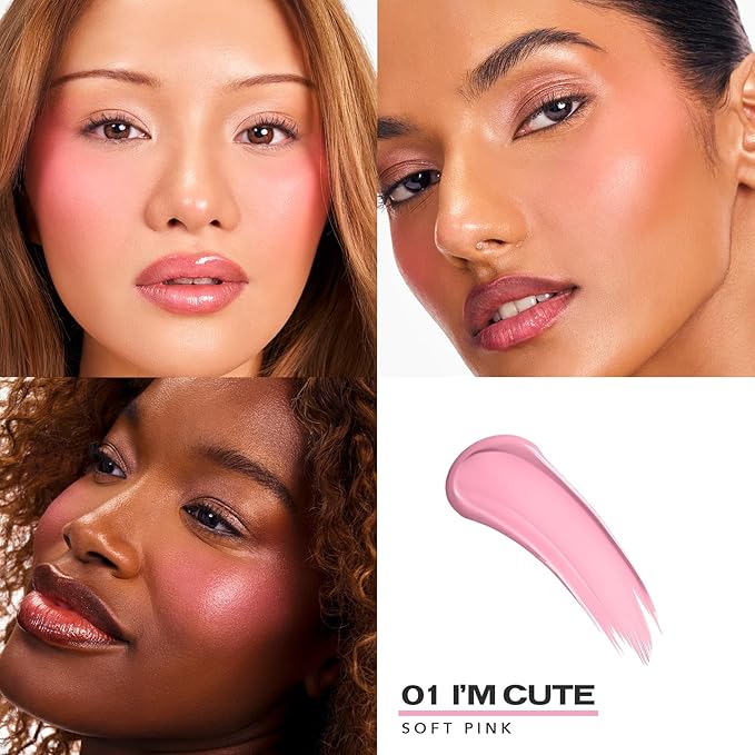 Sacheu Cheek STAY-N Liquid Blush for Cheeks — High Pigment, Buildable, Lightweight Cream Blush Infused With Squalane, for Dewy & Radiant Flushed Cheeks — Long-lasting & Cruelty Free, I'm Cute-Velvo Beauty