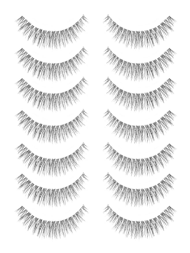 Natural Lashes Wispy Eyelashes 11MM Short Eye Lashes Pack 3D Volume Strip Lash Pack False Eyelashes Natural Look 7 Pair Siligli-Velvo Beauty