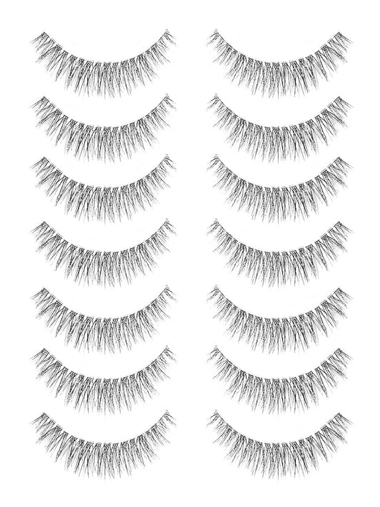 Natural Lashes Wispy Eyelashes 11MM Short Eye Lashes Pack 3D Volume Strip Lash Pack False Eyelashes Natural Look 7 Pair Siligli-Velvo Beauty