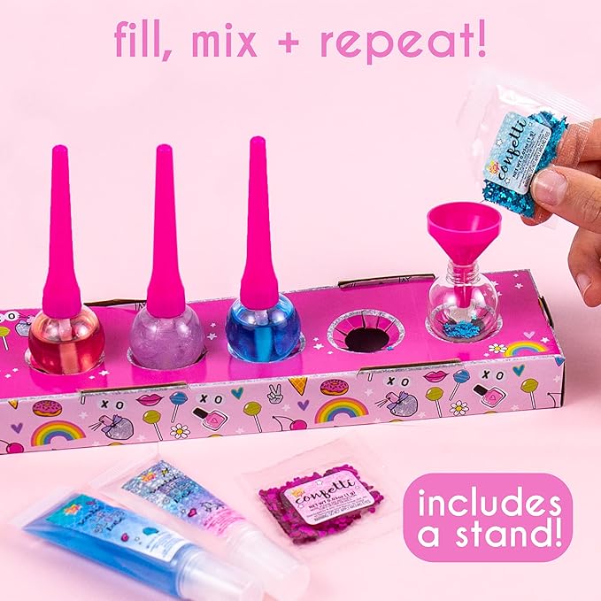 Just My Style Shimmer Pop Lip Gloss, Create 5 Lollipop-Shaped Lip Glosses, Includes Funnel, Empty Lip Gloss Containers, Sweet Lip Gloss Base, Body Glitter & More, DIY Lip Gloss, Multi (208316J)-Velvo Beauty
