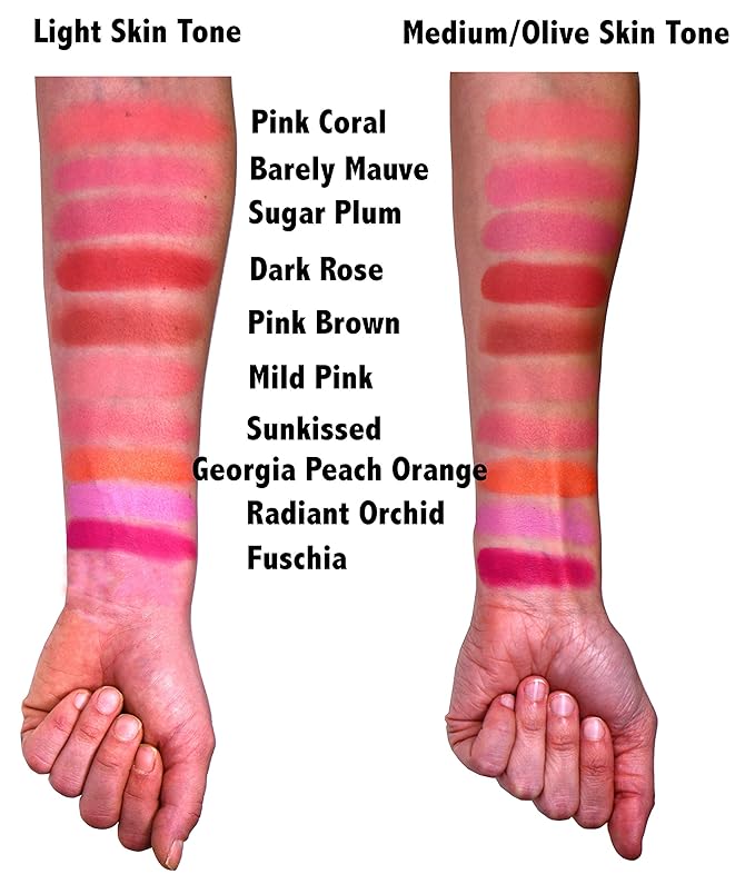 Pink Coral Light Pale Pink Bubble Gum Pink Peach Orange Blush Pressed Cheek Color Contour Powder, Talc & Paraben Free, 4 Grams, No Animal Testing & Cruelty Free-Velvo Beauty