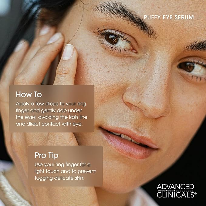 Advanced Clinicals Puffy Eye Under Eye Serum | Visible Anti Aging Brightening Vitamin C + Caffeine Serum Helps Improve Look Of Puffiness, Fine Lines, Dark Circles, & Uneven Skin Tone, 2-Pack-Velvo Beauty