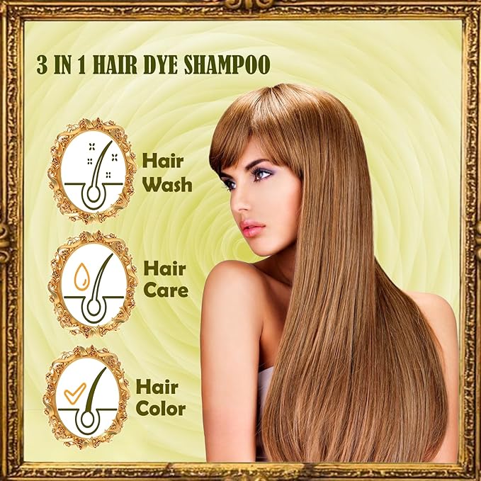 Blonde Brown Hair Dye Shampoo 3 in 1 - Instant Shampoo Para Pintar el Cabello Refresh Hair Color, Herbal Shampoo Hair Dye for Women Men, Easy to Use & Long Lasting Hair Color Shampoo 16.90 oz-Velvo Beauty