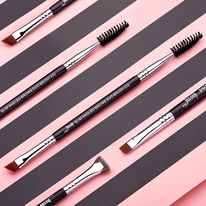 Jessup Eyebrow Makeup Brush Set Professional, Precision Define Sculpt, Flat Angled Spoolie Brushes, Cruelty-Free Synthetic Bristles 3PCS, T326-Velvo Beauty
