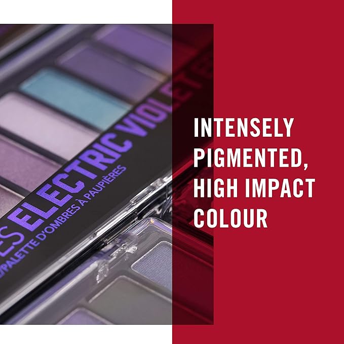Rimmel London Magnif'Eyes Eyeshadow Palette, 12 Shades, Blendable Formula, Versatile, 008, Electric Violet, 0.5oz-Velvo Beauty
