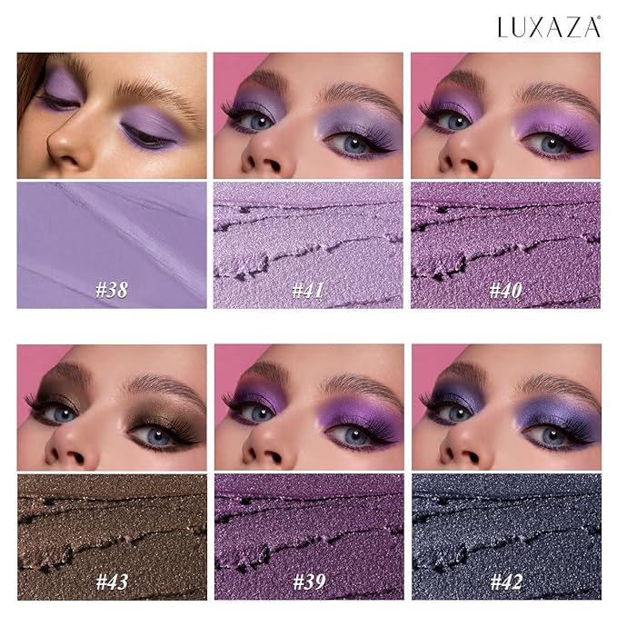 Purple Eyeshadow Stick Makeup 6PCS Set, Metallic Shimmer Matte Cream Eye Shadow Palette Eyeliner Brightener Pencil Crayon - LAVENDER-Velvo Beauty