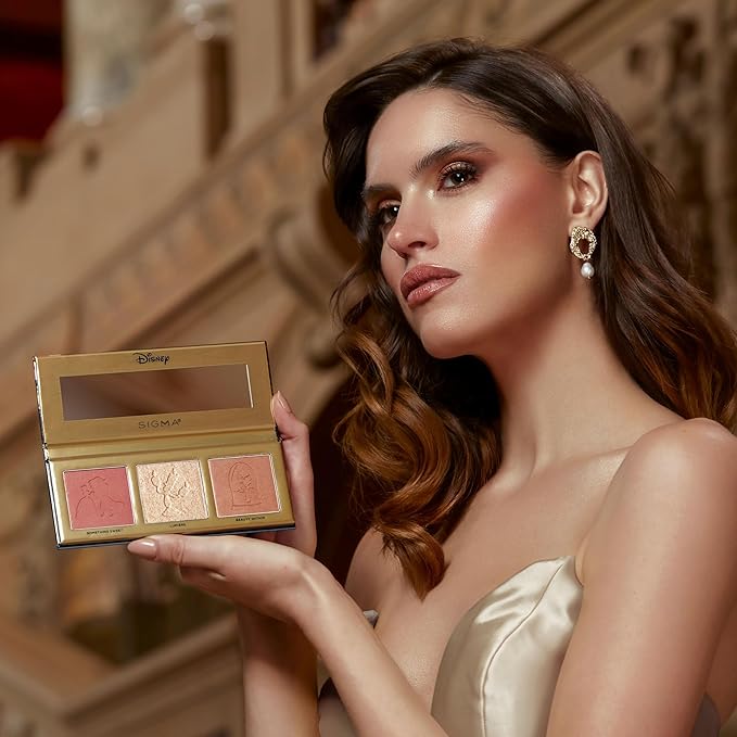 Sigma Beauty Cheek Palette – Disney’s Beauty and the Beast Pink Blush and Highlighter Makeup Palette - Smooth, Buttery Soft Pressed Powder with a Clean Formula and Long-Lasting Wear-Velvo Beauty