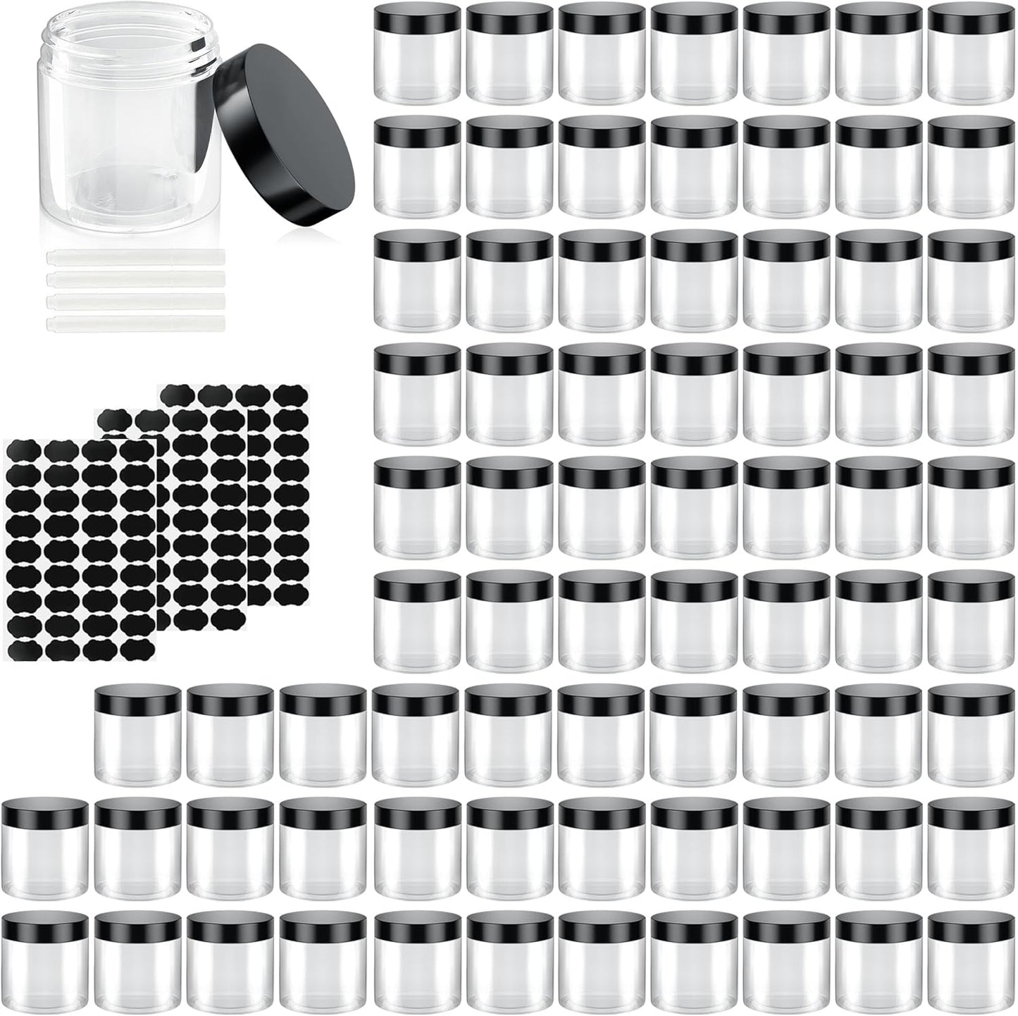 90 Pack 4 Oz Plastic Containers with Lids, OBKJJ Clear Travel Size Leak Proof Makeup Travel Containers BPA Free Cosmetic Slime Jars for Lotion, Cream, Body Butter, Makeup, Ointments (90)-Velvo Beauty