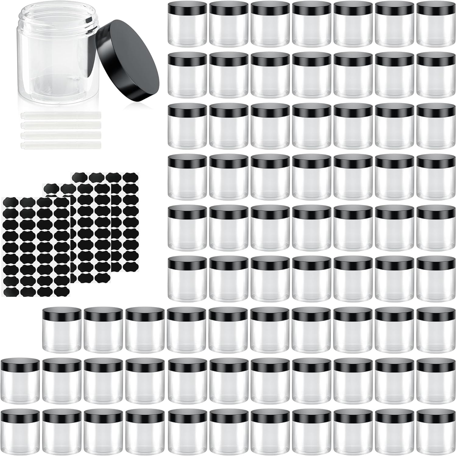 90 Pack 4 Oz Plastic Containers with Lids, OBKJJ Clear Travel Size Leak Proof Makeup Travel Containers BPA Free Cosmetic Slime Jars for Lotion, Cream, Body Butter, Makeup, Ointments (90)-Velvo Beauty