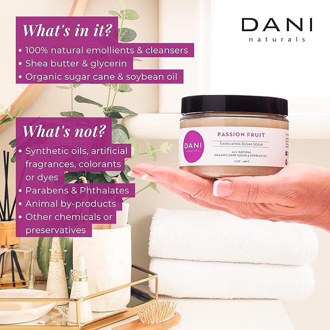 Naturals Sugar Scrub – Pure & Gentle Exfoliation with Juicy Passion Fruit Scent. Organic sugar, shea butter, and nourishing oils for smooth, soft skin – 14 oz-Velvo Beauty
