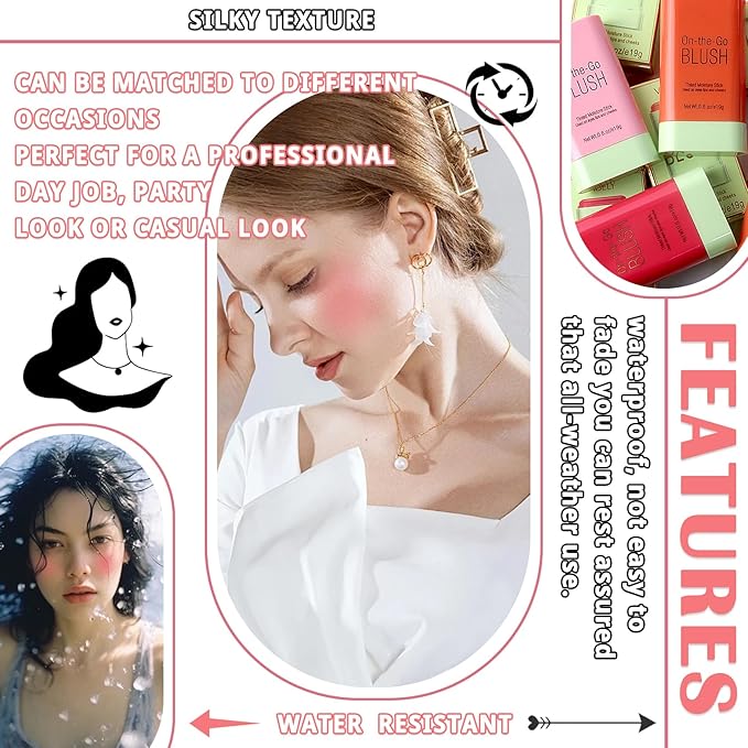 Blush Cream for Cheeks,Face Matte Contour Blush Makeup,Buildable Shimmer Facial Cheek Blusher Shades,Blendable Cosmetic Makeup Blush 03-Velvo Beauty