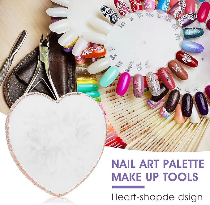 Resin Nail Art Palette Gold Edge Nail Holder Heart Shaped Color Makeup Foundation Mixing Tools Display Board Gel Nail Art Color Mixing Palette Painting Tray Manicure Tool-Velvo Beauty