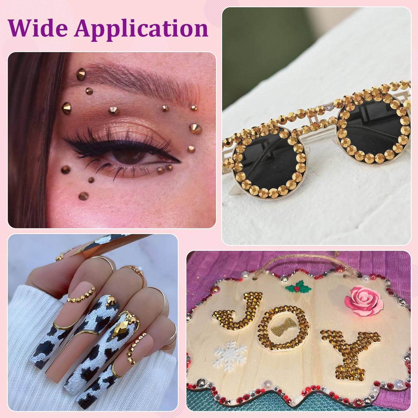 30000Pcs Mine Gold Rhinestones for Bedazzling with B7000 Jewelry Glue, Bedazzler Kit Flatback Gems, Resin Rhinestones for Crafting Crafts Clothing Shoes Fabric Nail Art Assorted Size 2/3/4/5/6mm-Velvo Beauty