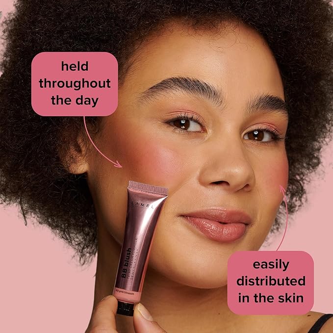 Lamel BB Blush Cheek Makeup - Lightweight and Long Lasting Liquid Blush - Blendable Cream Blush for Cheeks, Natural Finish Cream Contour - Pink Liquid Blush, 402 (Pink Blossom) -10ml/0,33fl.oz-Velvo Beauty