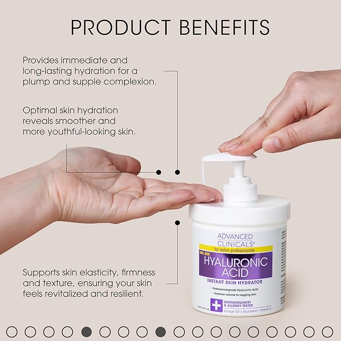 Advanced Clinicals Hyaluronic Acid Body Lotion & Face Moisturizer W/Vitamin E | Hydrating Firming Lotion Minimizes Look Of Wrinkles, Stretch Marks, & Crepey & Dry Skin | Skin Care Products, 16 Oz-Velvo Beauty