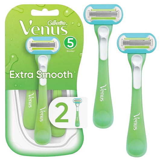 Gillette Venus Extra Smooth Green Disposable Women's Razors, 2 Count-Velvo Beauty
