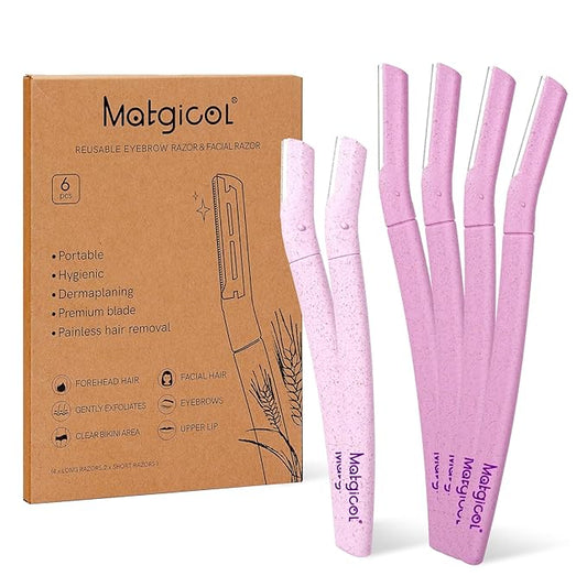 Eco-Friendly Women's Dermaplaning Razor - Multipurpose Exfoliating Tool with Anti-Cut Blades & Biodegradable Handle for Silky Skin & Perfect Brows (Purple-Pink)-Velvo Beauty