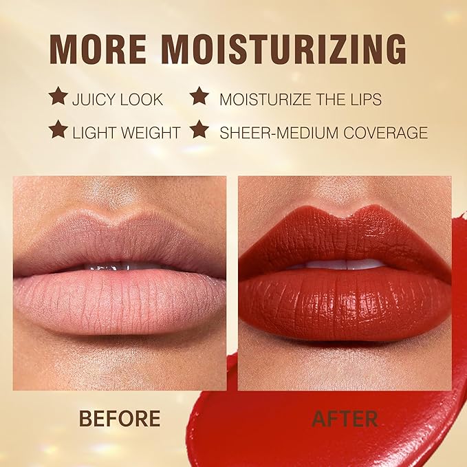 MAKI YIKA Red Lipstick for Women Moisture Hydrate Lipsticks Lip Gloss Lipsticks Sheer Finish Lightweight Tinted Lip Balm (Z11 Forever)-Velvo Beauty