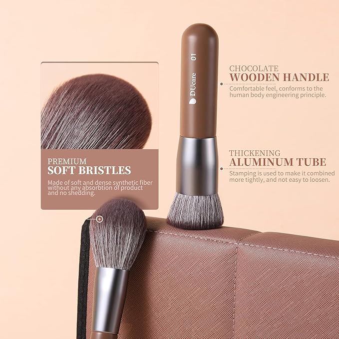 DUcare Professional Makeup Brush Set 22Pcs with Travel Case Synthetic Kabuki Foundation Brush, Face Powder Brush, Blush Brush, Concealer Brush, Eyeshadow Brushes-Velvo Beauty