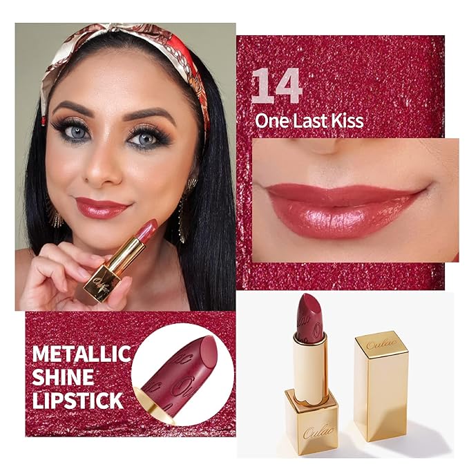 Oulac Metallic Lipstick Set- Dark Lipcolor with Moisturizing Formula, Vegan Beauty, Full-Coverage Lip Color, Christmas Gifts for Women, 4.3g X 3PCS-Velvo Beauty