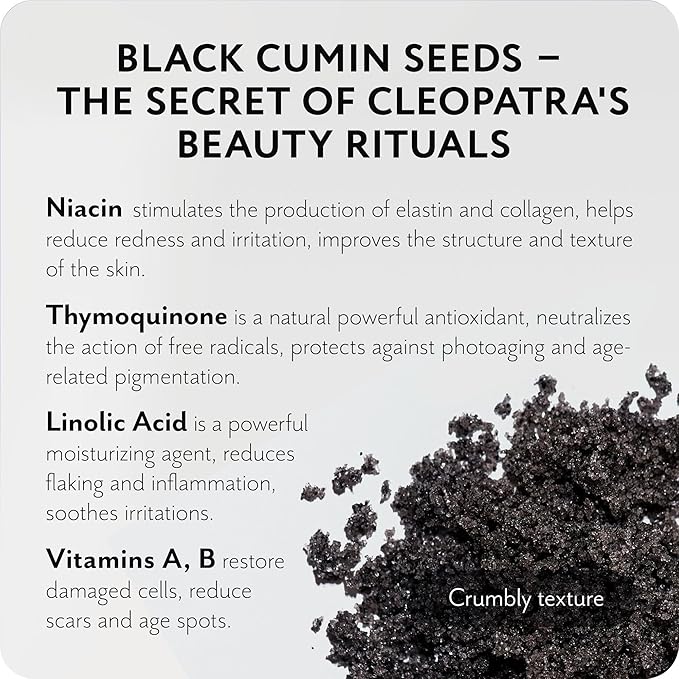 Exfoliating Balancing Body Scrub with Black Cumin Oil - Sea Salt Formula for Smooth & Radiant Skin - Home Spa Care, Gift for Women Men, Vegan, Organic 10.58 Oz-Velvo Beauty