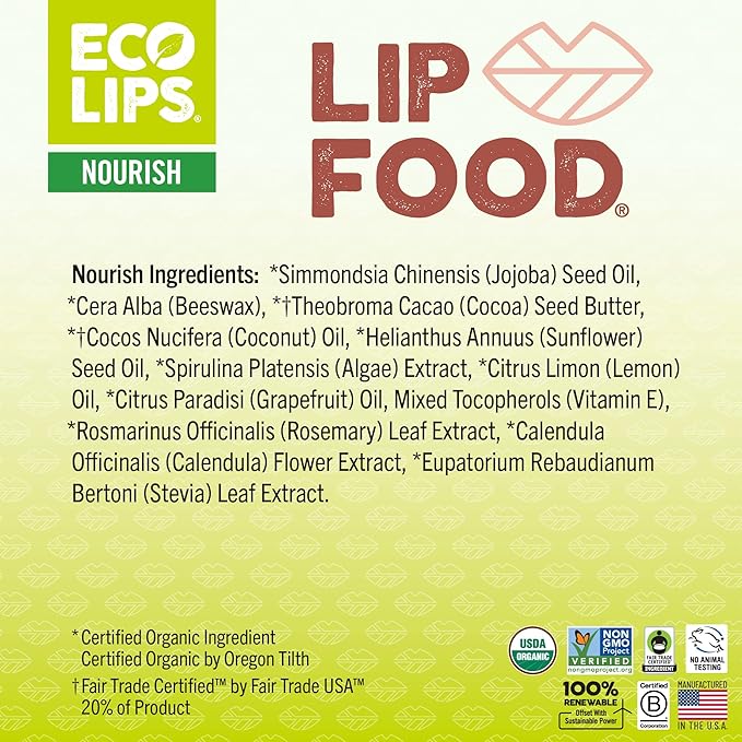 Eco Lips Lip Food - Nutrient Dense & Organic Lip Balm (Nourish)-Velvo Beauty