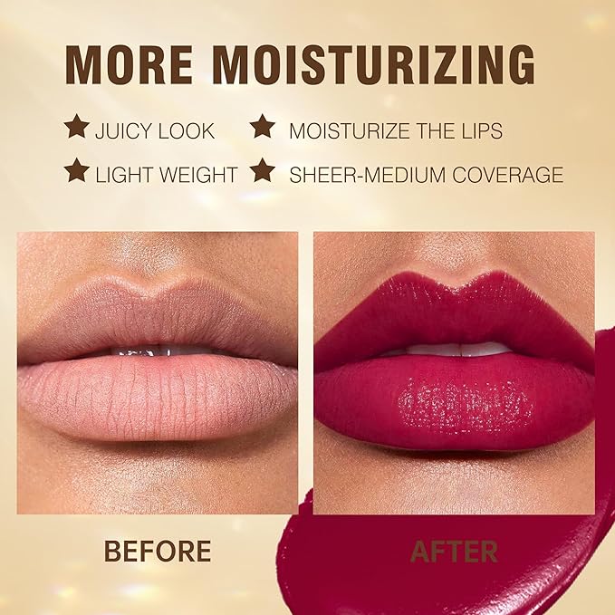 MAKI YIKA Burgundy Lipstick for Women Moisture Hydrate Lipsticks Glossy Purple Lipsticks Sheer Finish Lightweight Tinted Lip Balm, Z04 Burning Love-Velvo Beauty