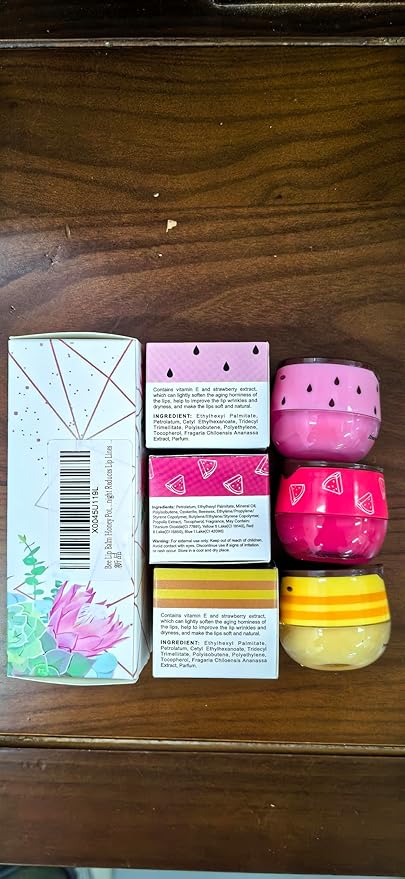 Bee Lip Balm Honey Pot,3 PCS Strawberry&Honey&Watermelon Lip Sleeping Mask,Hydrating Prevention Dry and Cracked Lip Scrubs Exfoliator Lip Care,Moisturizing Lip Mask Overnight Reduces Lip Lines-Velvo Beauty