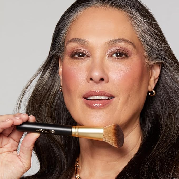 LAURA GELLER NEW YORK Angled Blush Brush with Black Wooden Handle & Dense Bristles for Makeup Application-Velvo Beauty
