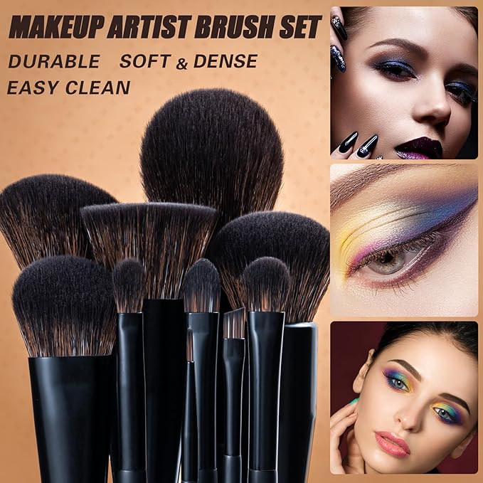 LORYP Black Makeup Brushes Set 21Pcs Powder Blush Foundation Concealer Highlighter Brush Vegan Pro Face and Eye Brush Kit-Velvo Beauty