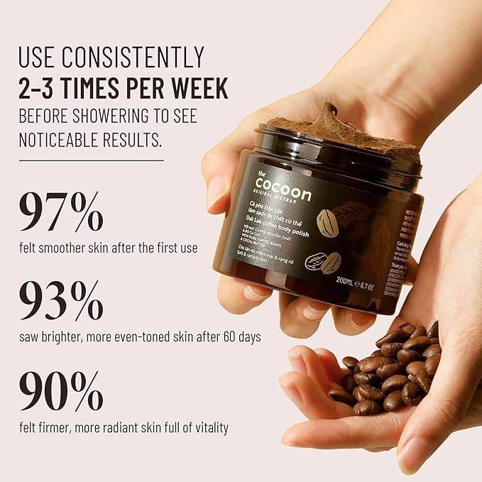 Cocoon Dak Lak Face Polish, Body Polish & Body Butter Combo. 100% Vegan Exfoliating Scrub for Smooth & Glowing Skins | Reduce Stretch Marks, Acne & Cellulite | Gift for Coffee Lovers (6.76 fl oz each)-Velvo Beauty