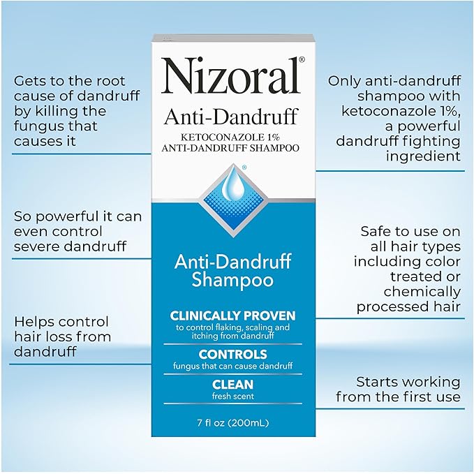 Nizoral Anti-Dandruff Shampoo with 1% Ketoconazole, Fresh Scent, 7 Fl Oz-Velvo Beauty