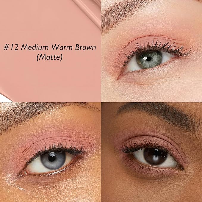 Eyeshadow Stick Medium Warm Brown, Matte Cream Eye Shadow Stick Waterproof Neutral Eyeliner Brightener Pencil Long-Lasting Eye Highlighter Makeup for Older Women Easy to Use High Pigmented-Velvo Beauty