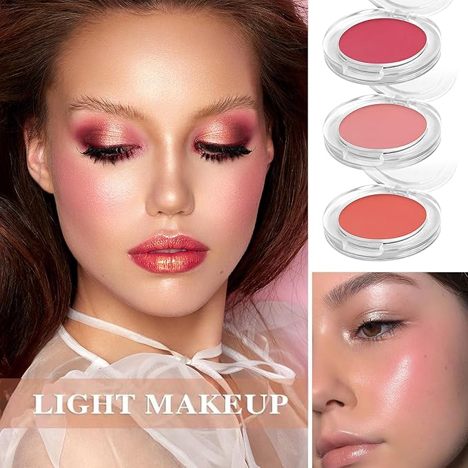 3 Colors Blush Palette,Matte Contour Makeup Blush for Cheeks,Waterproofing Highly Pigmented Face Cheek Blusher with Make Up Brush A12-Velvo Beauty