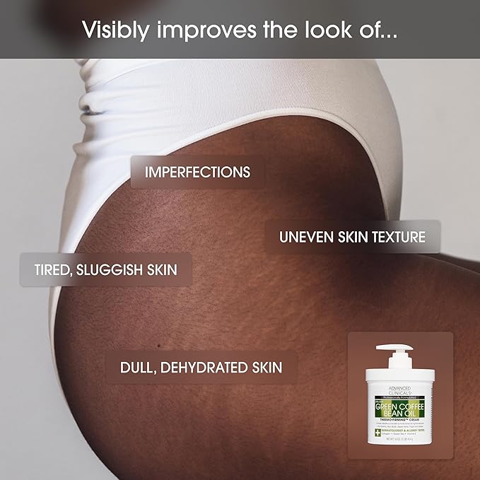 Advanced Clinicals Thermo Firming Green Coffee Bean Moisturizer Body Cream | Anti Cellulite Caffeine Firming Lotion For Legs, Arms, & Body | Skin Care Products | Aging Skin Tightening Cream, 2-Pack-Velvo Beauty