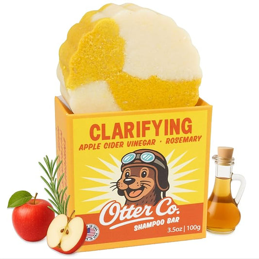 Otter co. Clarifying Apple Cider Vinegar Shampoo Bar for Build Up – Argan oil, Rosemary, Nettle, Jojoba oil – Vegan, Sulfate Free & Non Toxic – Women and Mens Shampoo, All Hair Types, Made in USA-Velvo Beauty