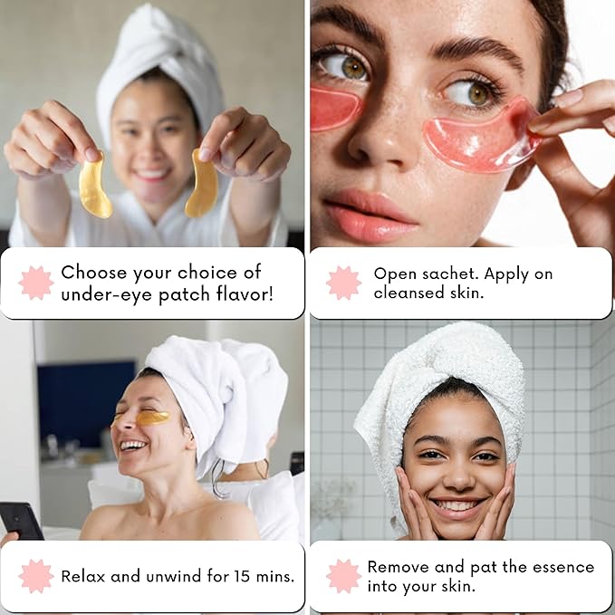Under Eye Patches For Puffy Eyes (40 Sets) With Bonus Lip Masks - Under Eye Patches for Dark Circles and Puffiness - Under Eye Mask Treatment - Hydrating 4 Flavors Eye Masks - Reduce Dark Circles-Velvo Beauty