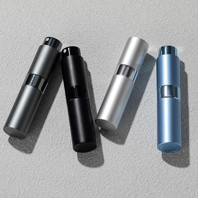 Travel Perfume Bottle Refillable - Cologne Spray Atomizer Mini - Small Travel Size Empty Sprayer for Refill Sample Container - Portable Fragrance Decant Dispenser for Women Men 8ml 4PCS Grey-Velvo Beauty