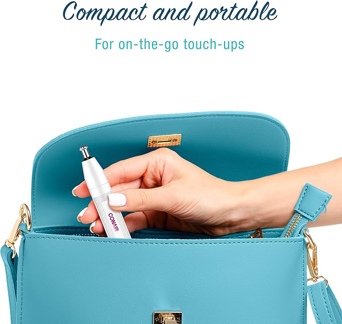 Conair Ear and Nose Hair Trimmer for Women, Cordless Battery-Powered, Patent 360 Bevel Blade for No Pull, No Snag Trimming Experience, True Glow by Conair-Velvo Beauty