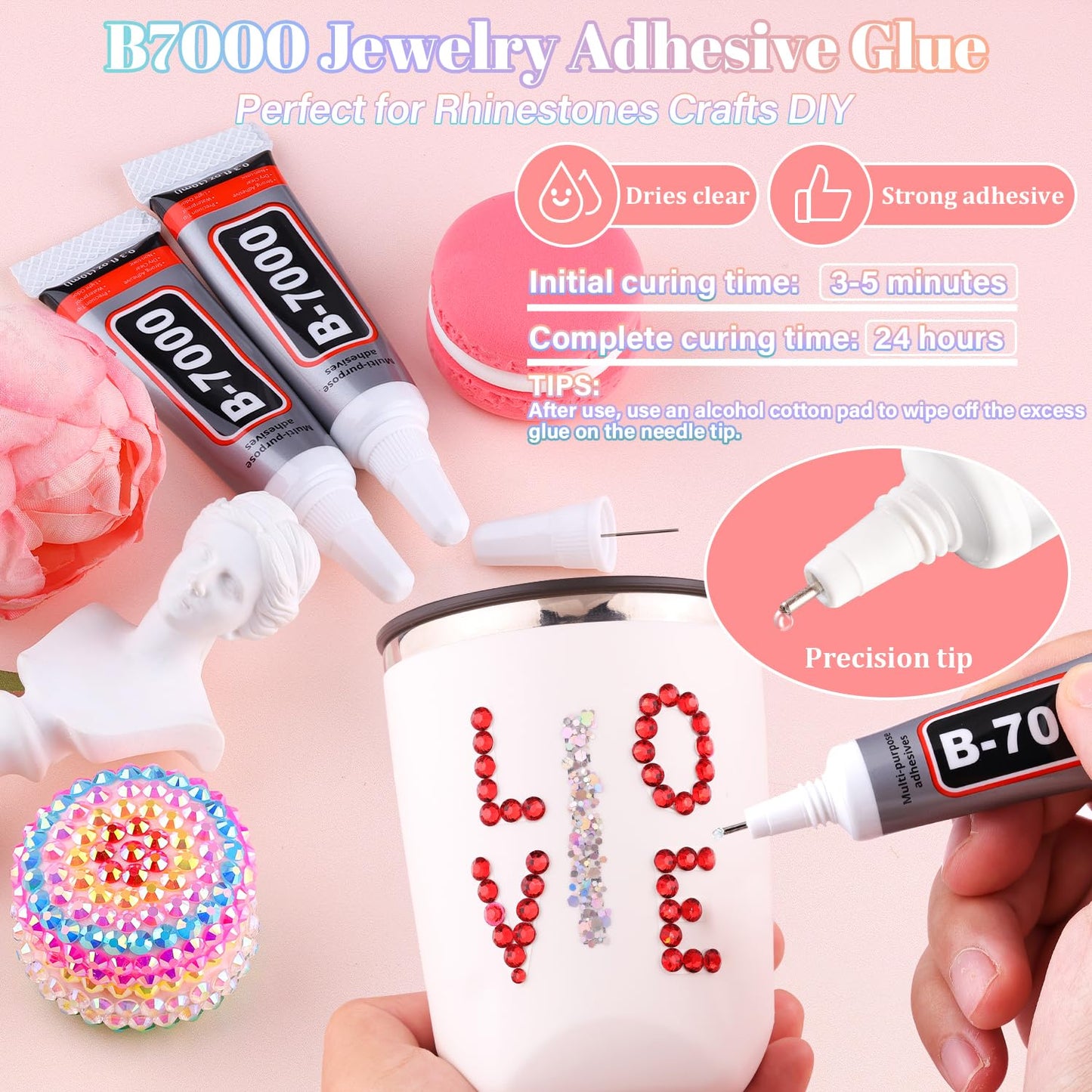 30000Pcs Resin Rhinestones for Bedazzling with 3Pcs B7000 Jewelry Glue, Red Flatback Gems Rhinestones for Crafting, Clothing Tumblers Mugs Shoes Fabric Decor Nail Art-Velvo Beauty
