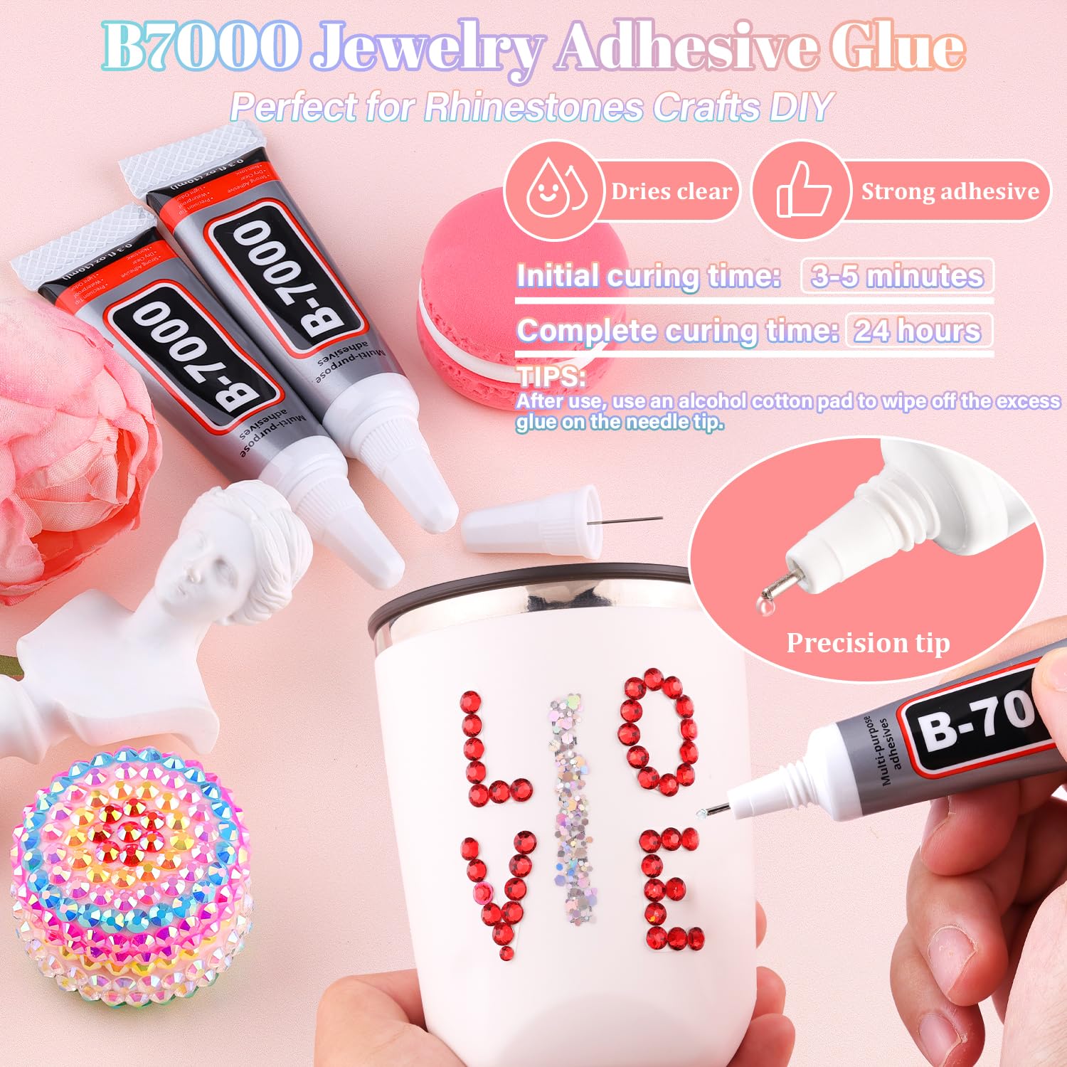 30000Pcs Resin Rhinestones for Bedazzling with 3Pcs B7000 Jewelry Glue, Red Flatback Gems Rhinestones for Crafting, Clothing Tumblers Mugs Shoes Fabric Decor Nail Art-Velvo Beauty