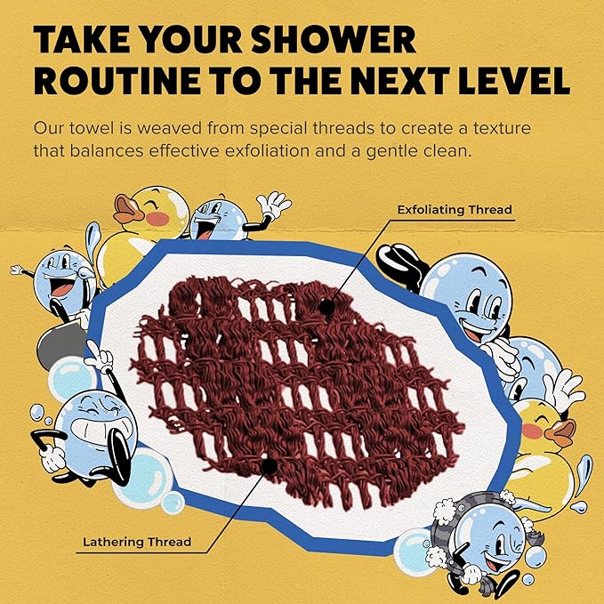 GOSHI Exfoliating Shower Towel - Rip-Resistant Exfoliating Washcloth for All Skin Types - Brick Red - Made in Japan-Velvo Beauty