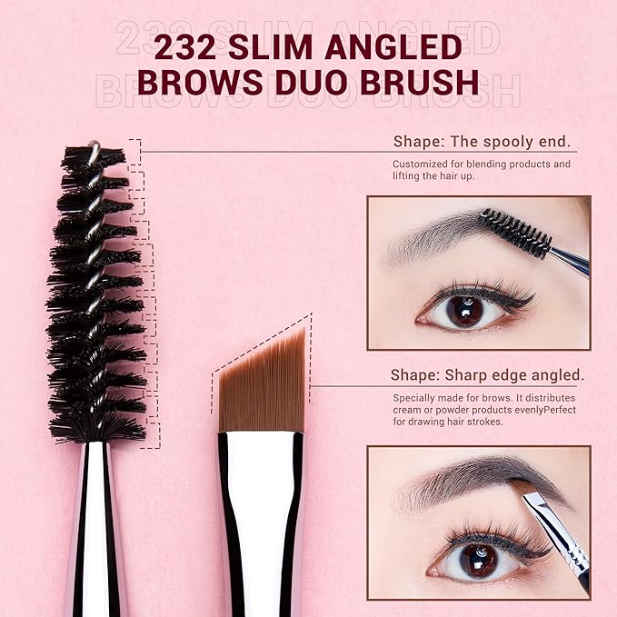 Jessup Eyebrow Makeup Brush Set Professional, Precision Define Sculpt, Flat Angled Spoolie Brushes, Cruelty-Free Synthetic Bristles 3PCS, T326-Velvo Beauty