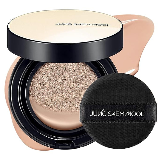 JUNG SAEM MOOL Essential Skin Nuder Cushion 22C Petal Light 0.49 Fl Oz, No Refill, Natural Radiant Finish Cushion Foundation with Buildable Coverage, Lightweight Texture, Korean Foundation Makeup-Velvo Beauty